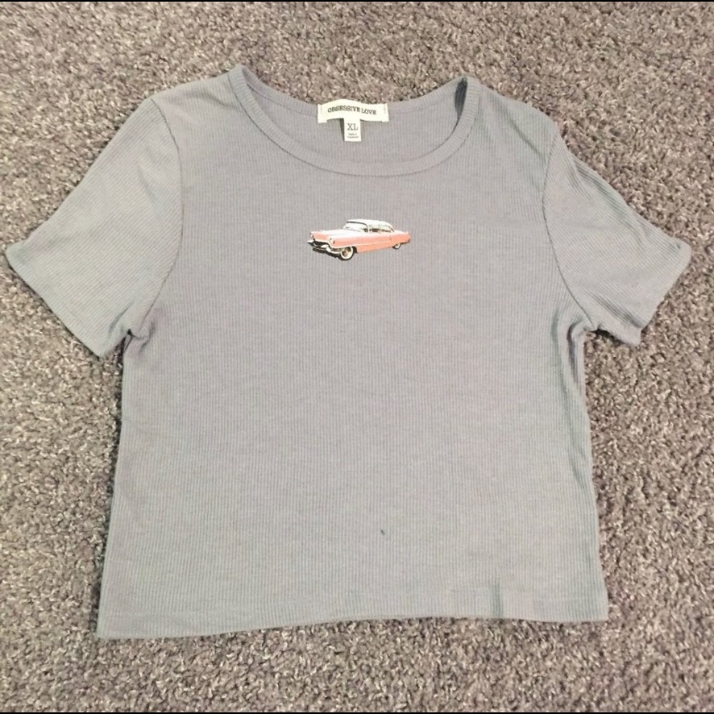 Grey, Vintage, Crop Top